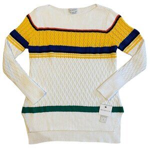 Vintage Liz Claiborne Women's XL Sweater Striped Cable Knit Preppy Chunky 90s